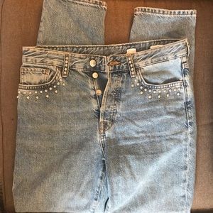 H&M high waist vintage fit jeans with studs